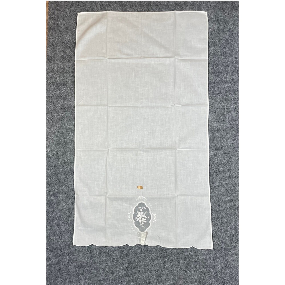 Handarbeit Antique Guest Towel White Floral Embroidered Linen Vintage Victorian